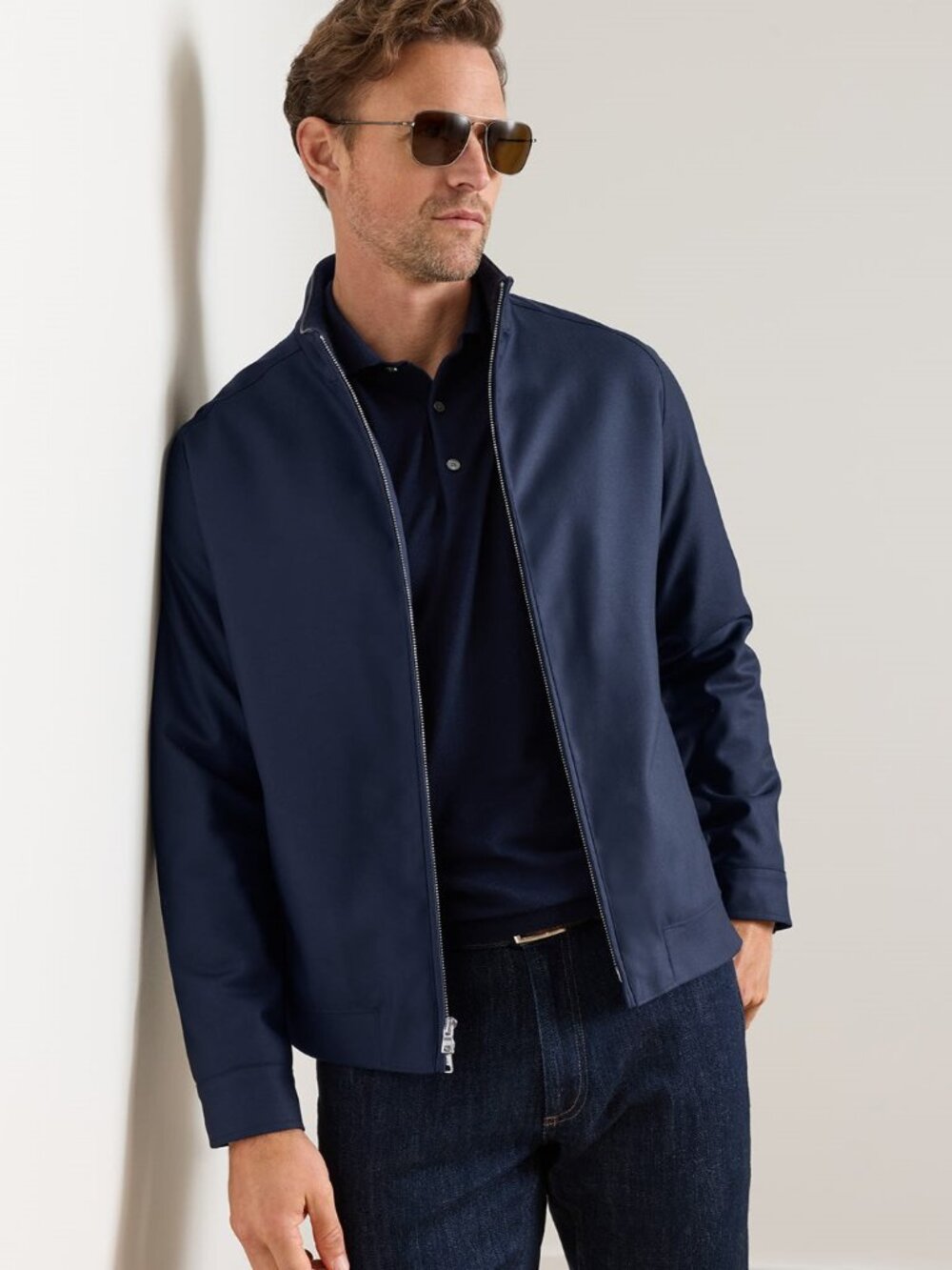 PETER MILLAR 100% Merino Wool Odyssey Twill Full Zip Bomber Jacket MEDIUM NWT